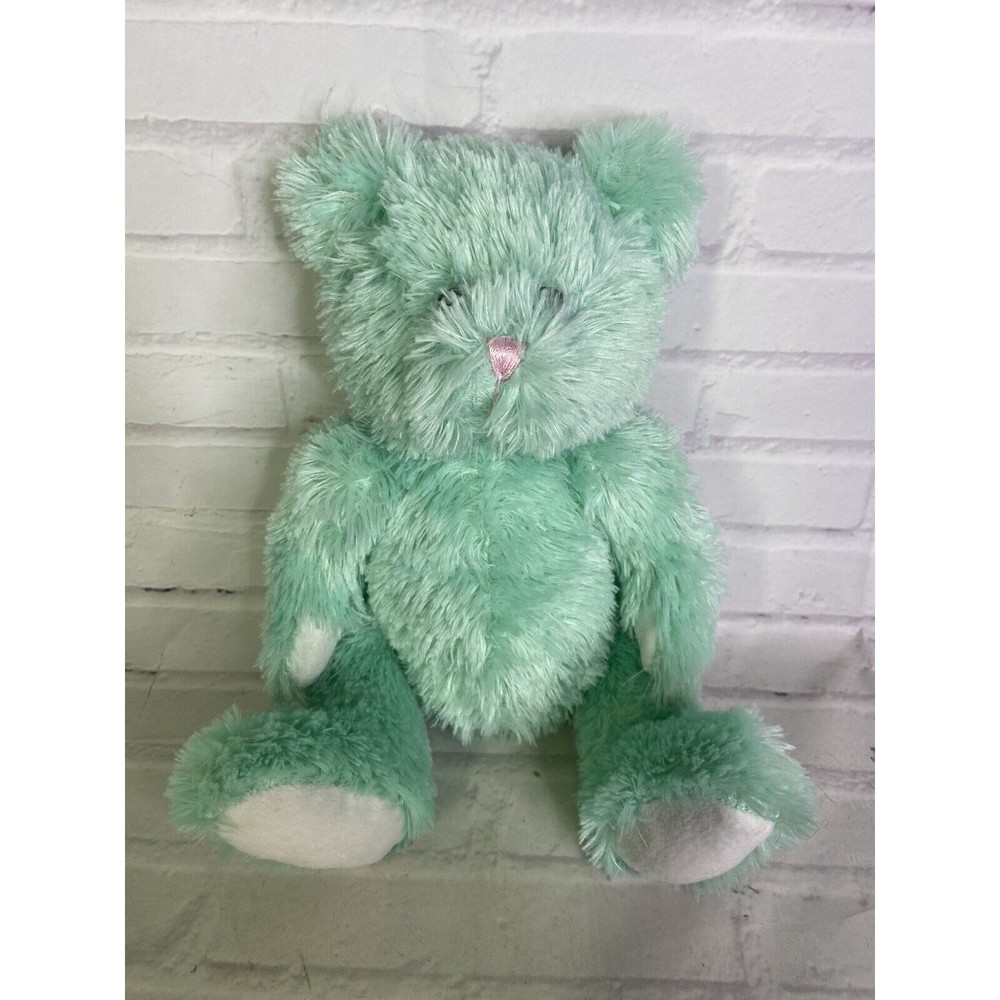 Tony Toy Mint Green Teddy Bear Plush Stuffed Animal White Paws Pink Nose